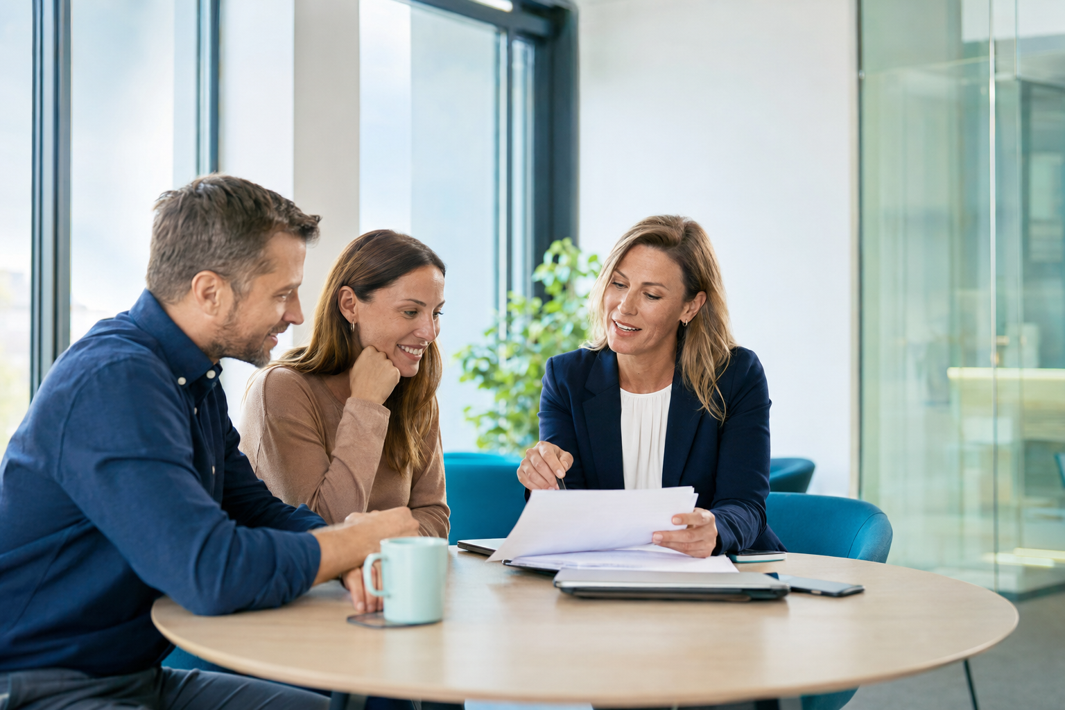 Recruiter discussing hiring needs with business owners