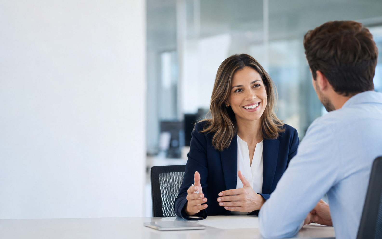 Professional consultant speaking with a client